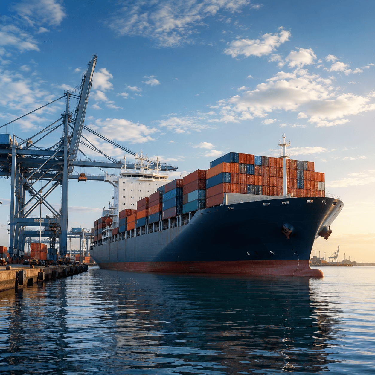 Container ship at port